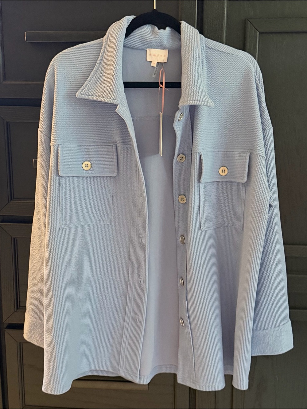 Entro Blue Relaxed Fit Button Down Top